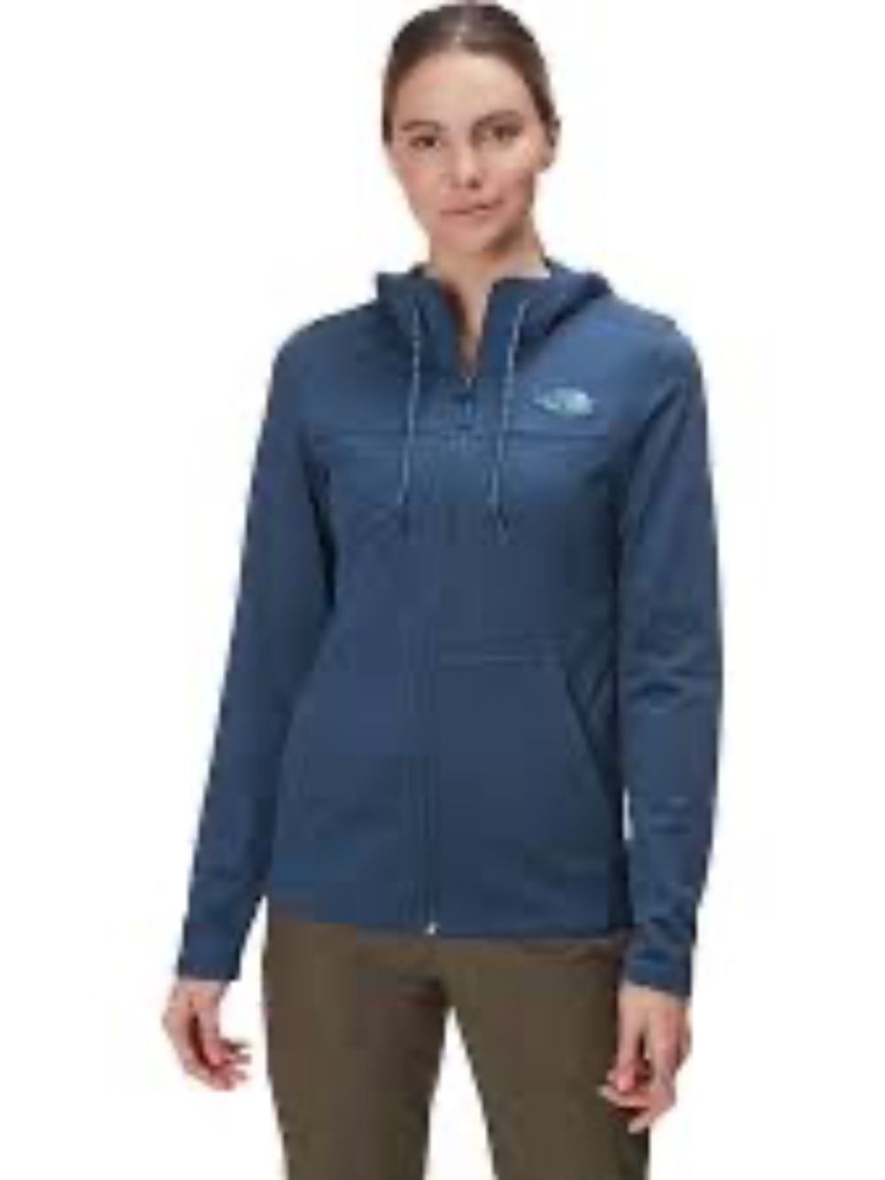 The North Face Tech Dark Teal Full Zip Outdoor Fleece Lined Mid-weight Hoodie